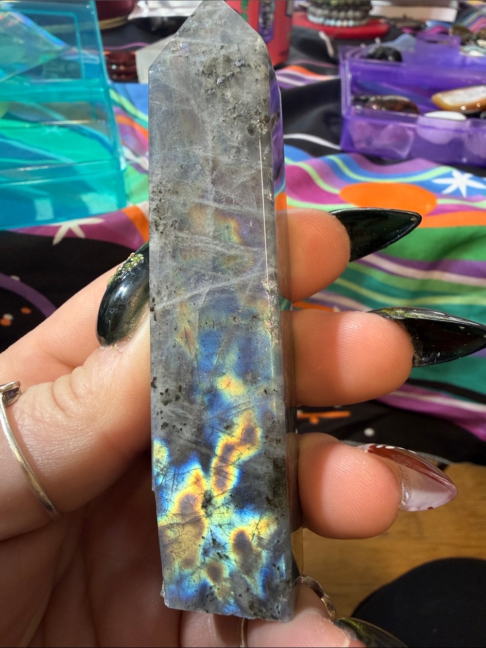 Handheld Blue-Grey Labradorite Crystal Point - Picture 5 of 7